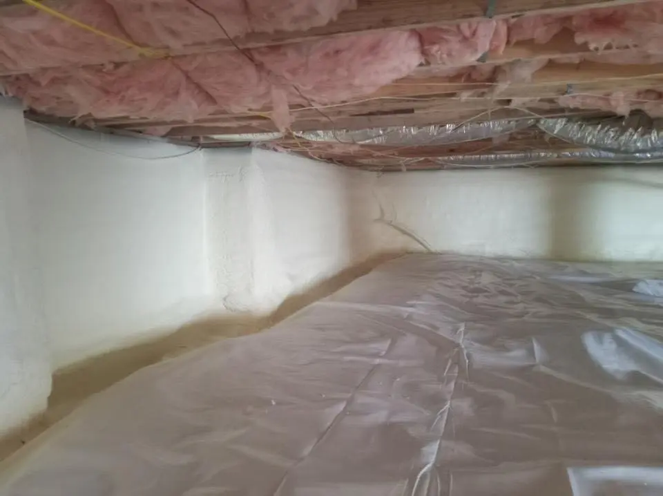 Crawl space encapsulation with closed-cell spray foam for Attic Insulation in Queensbury